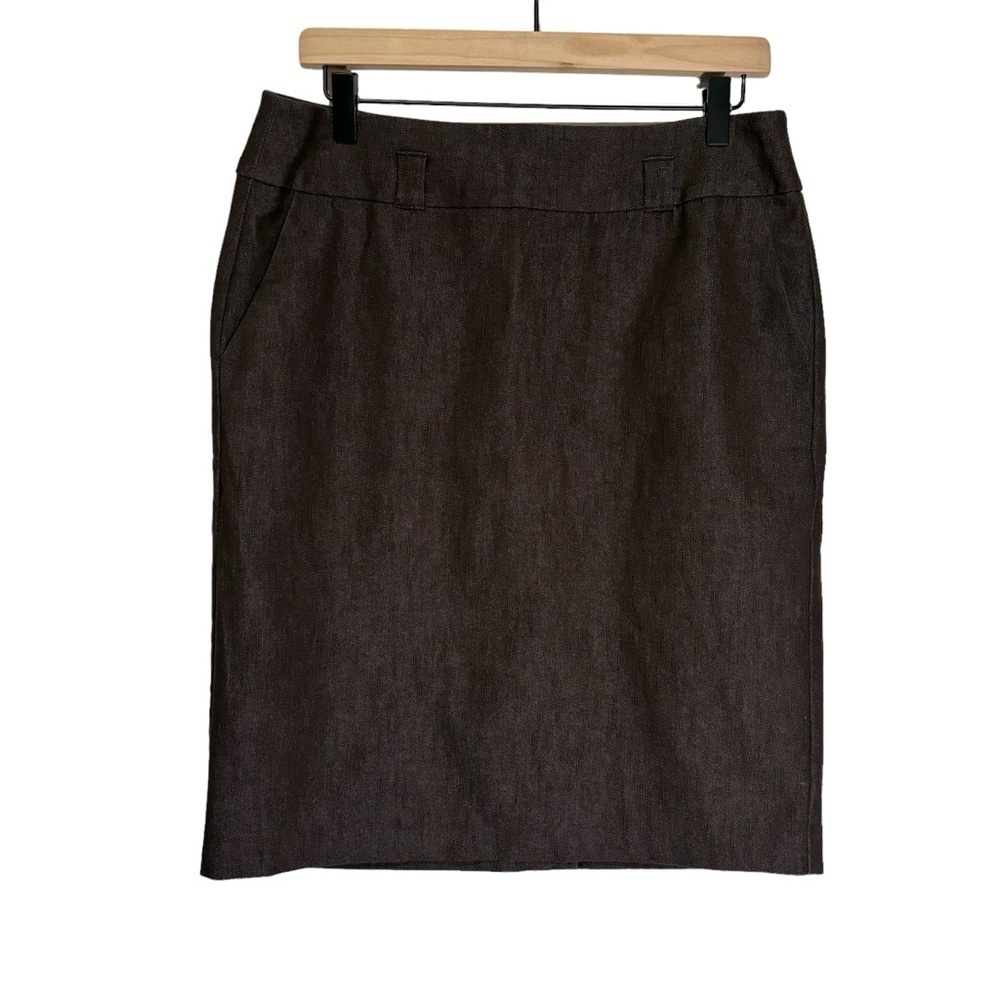 New York & Company Pencil Skirt Stretch Brown Pockets Women's Size 10